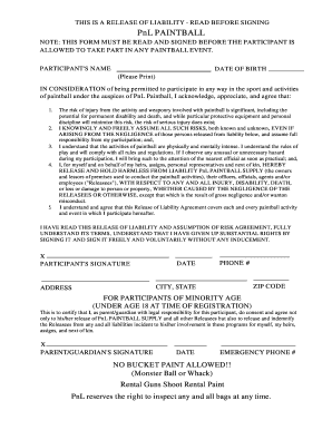 Boston Paintball Waiver  Form