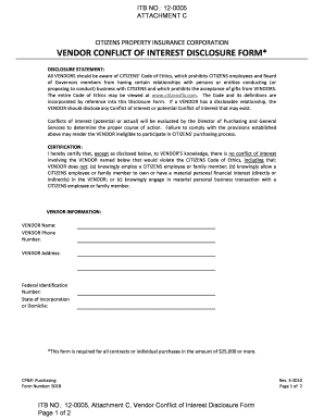 Conflict of Interest Disclosure Template  Form