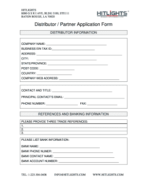 NEW DISTRIBUTOR APPLICATION FORM HitLights