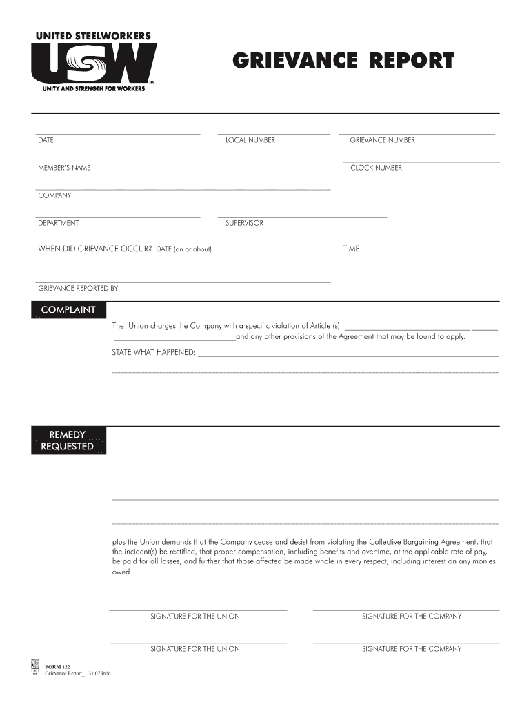  Filled Grievance Form 2007