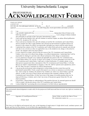 Uil Professional Acknowledgement Form