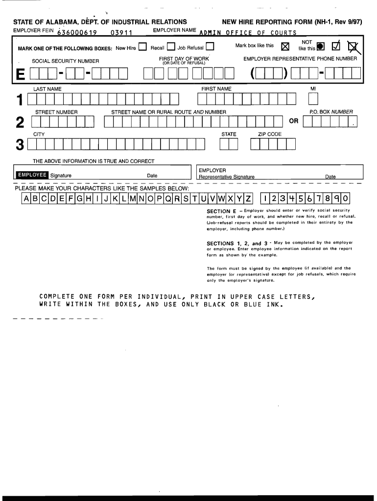 Alabama Nh 1 Form