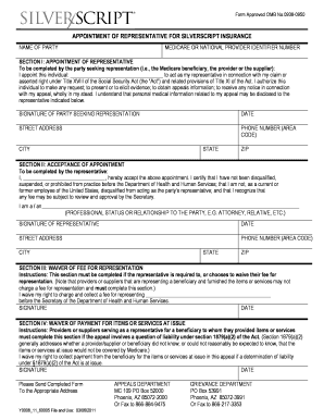 SilverScript Appointment of Representative Form