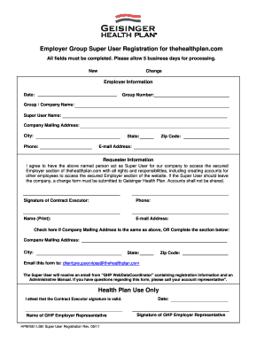 Get and Sign Geisinger Super User Registration Form 2011