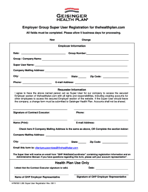  Geisinger Super User Registration Form 2011