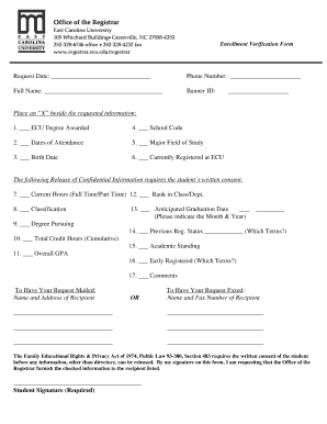 Ecu Enrollment Verification  Form