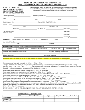 Poly Trucking Truckers Report  Form