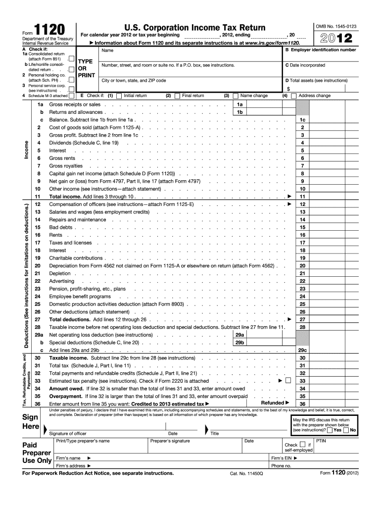  Form 1120 2012