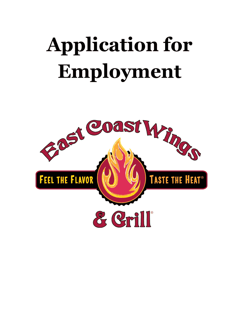 East Coast Wings Application  Form