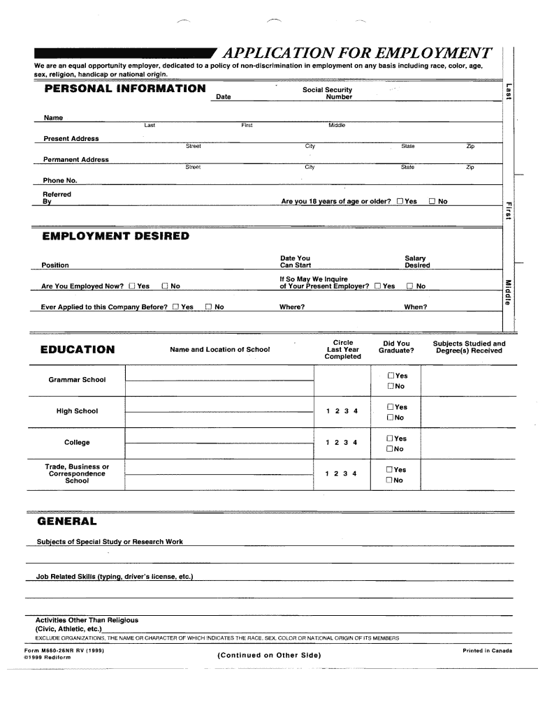 Form M660 26nr Rv Rediform