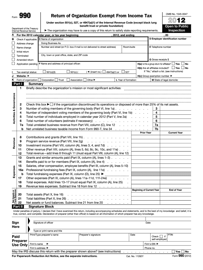  Form Irs 2012