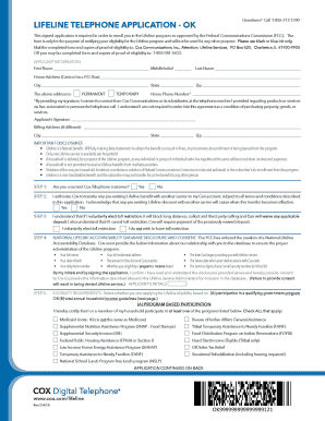 Cox Lifeline Internet  Form