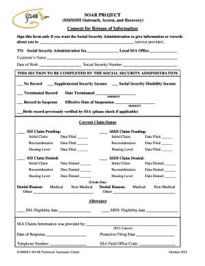  SOAR Consent for Release of Information 2012