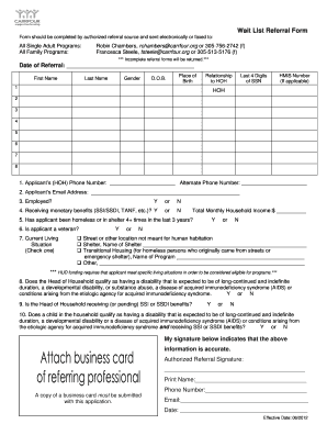 Wait List Referral Form Carrfour Supportive Housing
