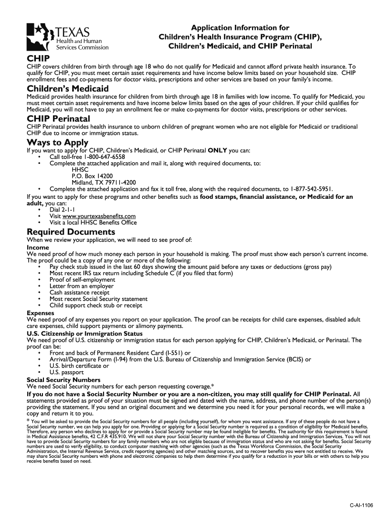 Chip Perinatal Application  Form