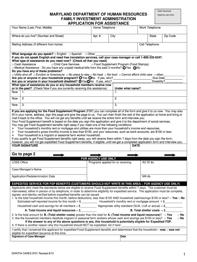 Dhr Fia Cares 9701  Form