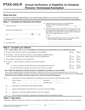 PTAX 343 R Annual Verification of Eligibility for Lake County  Form