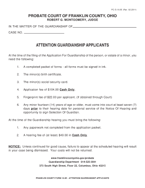 Printable Guardianship Forms Ohio