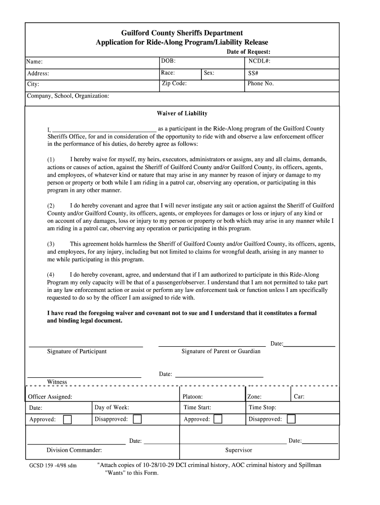 Guilford County Sheriff Form