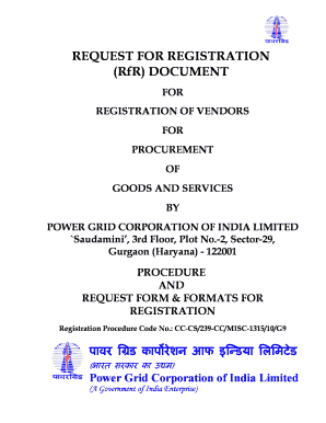 Powergrid Vendor Portal  Form