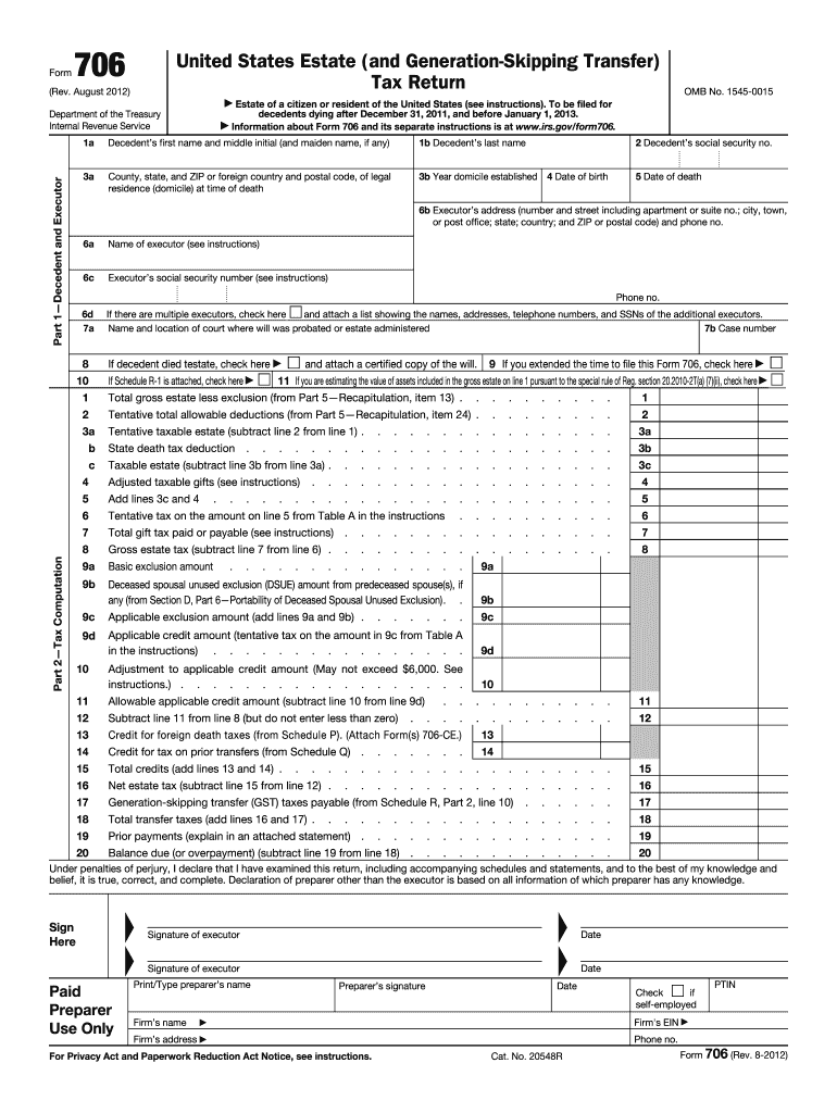  Form 706 2012