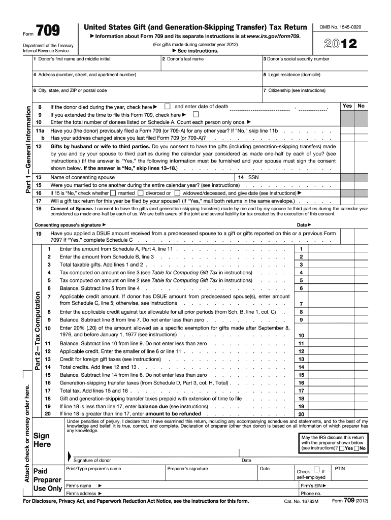  709 Form 2012