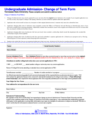 Admission Change Term  Form