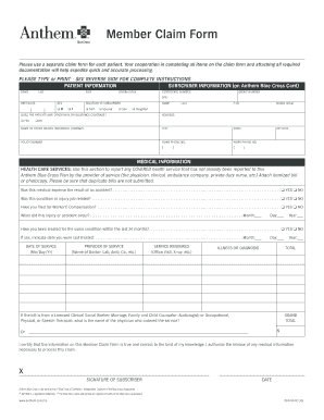 Anthem Blue Cross Member Claim Form Hr Sonoma County