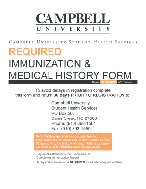 Campbell University Immunizations Form