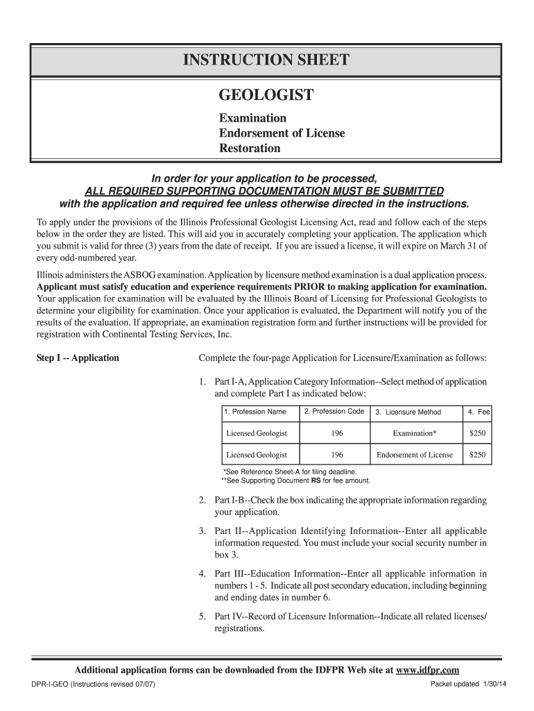  Geologist  Illinois Department of Professional Regulation 2014