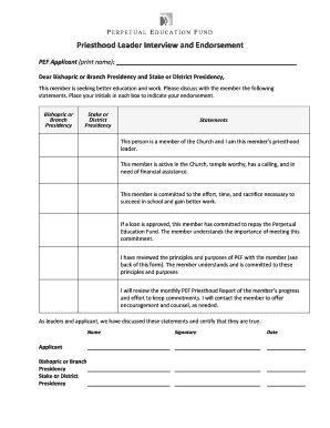 Pef Loan Application  Form