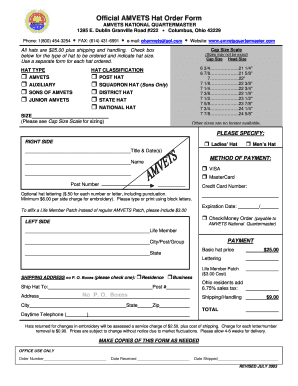 Amvets Quartermaster  Form