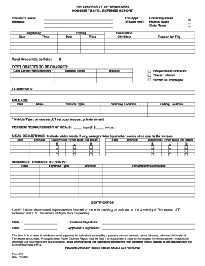 Non IRIS Travel Expense Report  Form