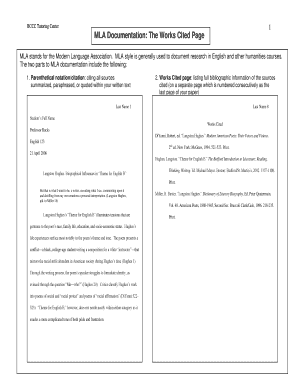 MLA Documentation the Works Cited Page  Form