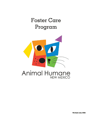 Foster Care Policy and Procedures July DOC Animalhumanenm  Form