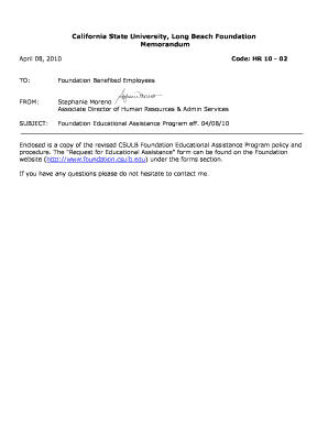 Foundation Educational Assistance Program CSULB Foundation Foundation Csulb  Form