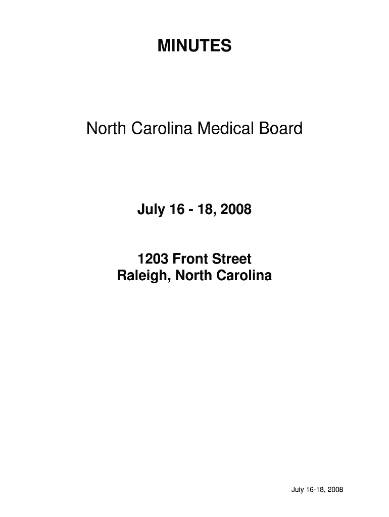 MINUTES North Carolina Medical Board NC Medical Board Ncmedboard  Form