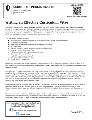 How to Format a CV School of Public Health