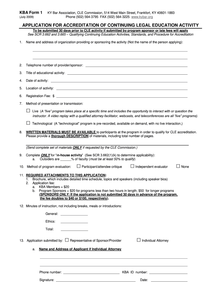 Kba Form 1