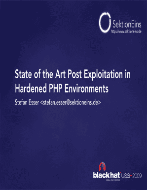 State of the Art Post Exploitation in Hardened PHP Black Hat  Form