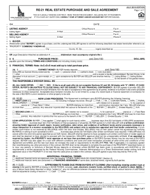 Re 21 Purchase and Sale Agreement  Form