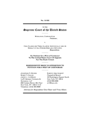 Opposition to Certiorari Whirlpool Front Loading Washers Litigation Opposition to Certiorari Whirlpool Front Loading Washers Lit  Form