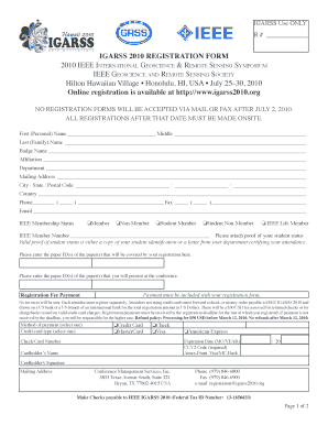 PDF Version of the Registration Form Conference Management