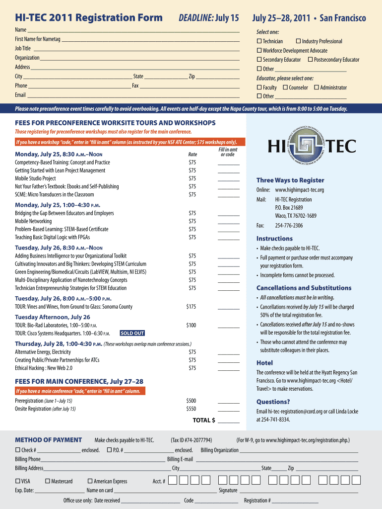 HI TEC Reg Form A1 PDF High Impact Technology Exchange