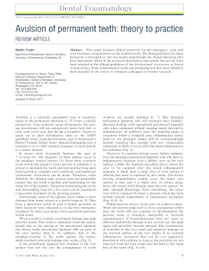 Avulsion of Permanent Teeth Theory to Practice  Form