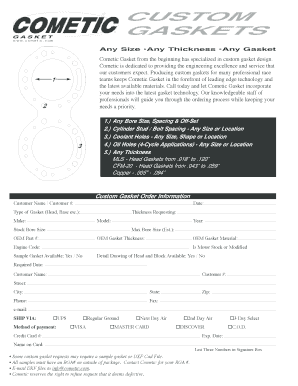 CUSTOM GASKETS Cometic Gasket  Form