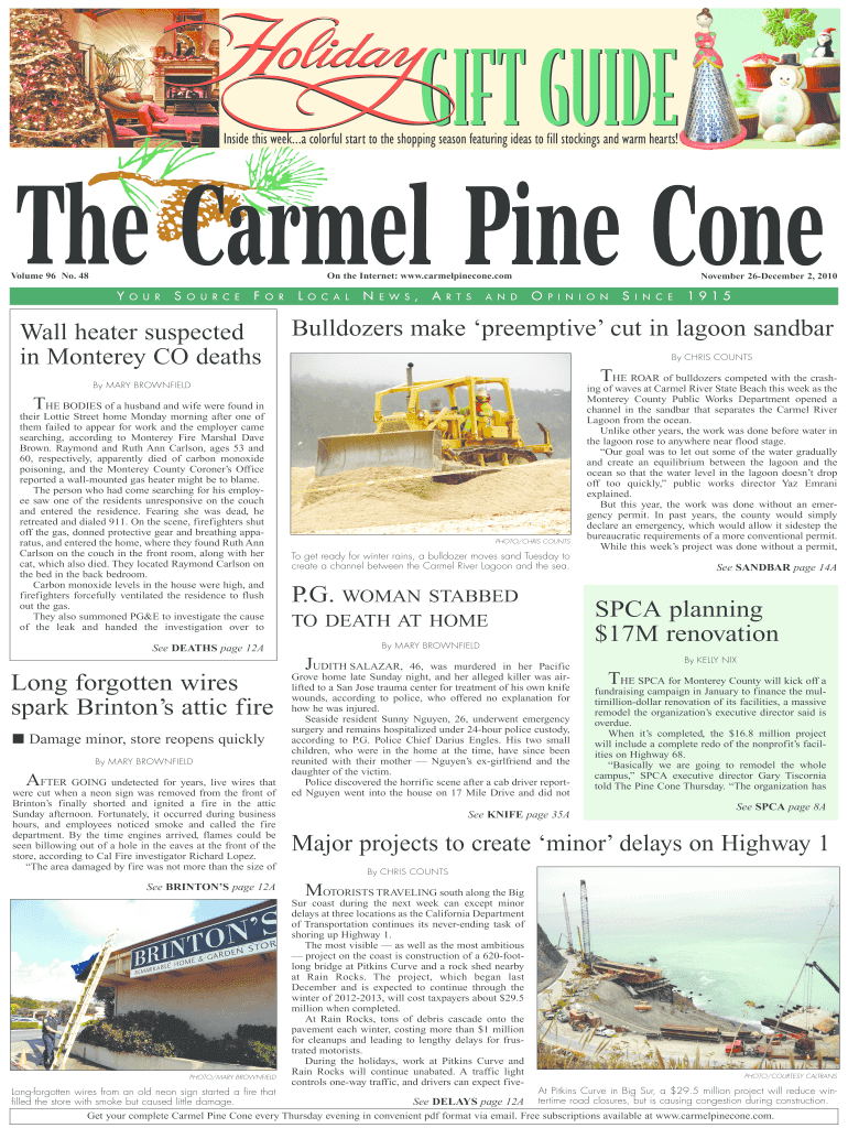 Carmel Pine Cone, November 26, Main News the Carmel  Form