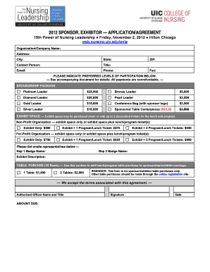 SPONSOR, EXHIBITOR APPLICATIONAGREEMENT  Form