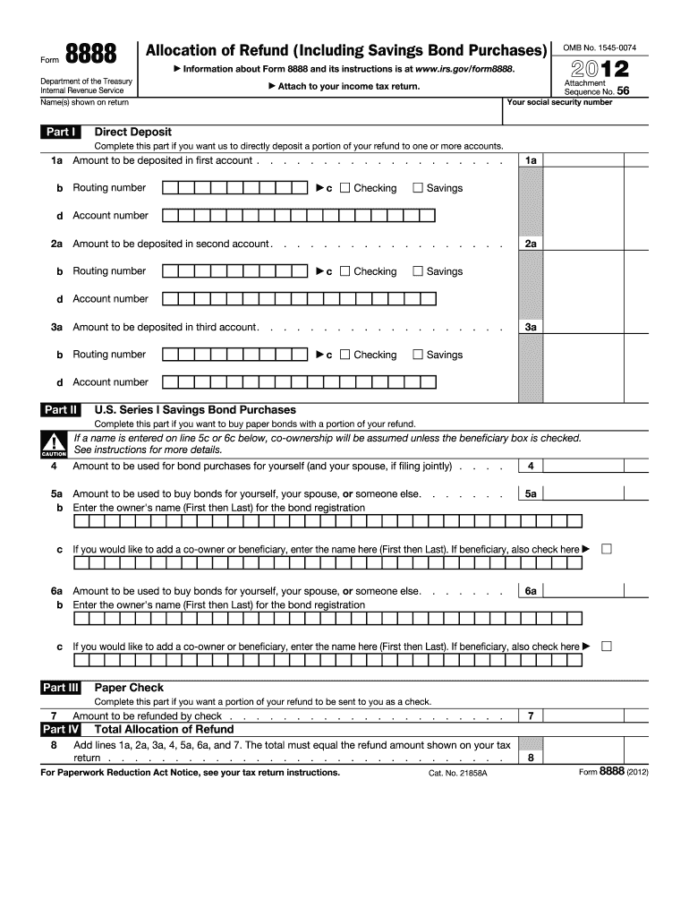  Irs Form 8888 2012