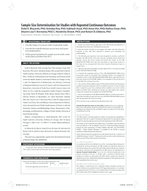 Sample Size Determination for Studies with Repeated Continuous  Form